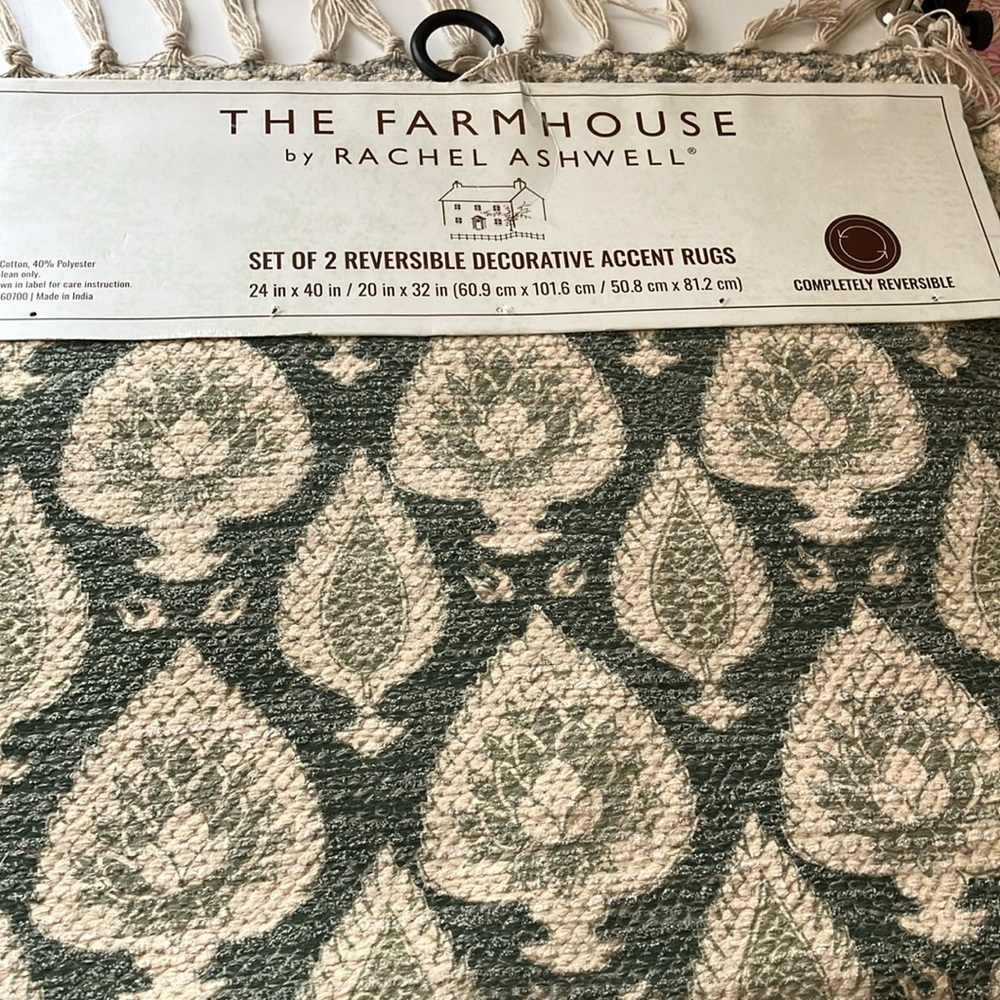 The Farmhouse by Rachel Ashwell Set of 2 Reversible Decorative Accent Rugs (NWT) - Picture 5 of 12